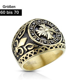 Goldfärbiger Edelstahl Siegelring