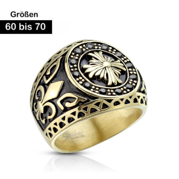 Goldfärbiger Edelstahl Siegelring