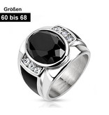 Schwarzer Onyx Ring aus Edelstahl