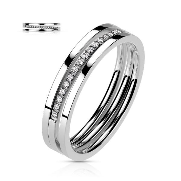 3 teiliger Edelstahl Ring