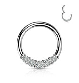 1,2 mm Piercing Clickerring mit 5 Zirkoniasteine
