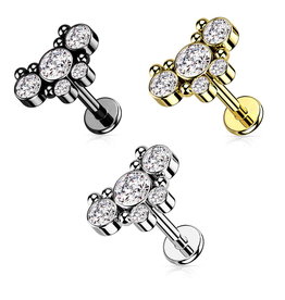1,2 x 6 | 8 mm Piercingstecker mit Zirkoniasteine