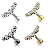 Labret Piercing mit 5 kleinen Zirkonia Steine