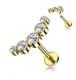 Labret Piercing mit 5 kleinen Zirkonia Steine