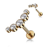 Labret Piercing mit 5 kleinen Zirkonia Steine