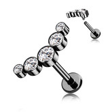 Labret Piercing mit 5 kleinen Zirkonia Steine