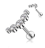 Labret Piercing mit 5 kleinen Zirkonia Steine
