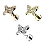 Ohr Piercing Schmetterling mit Kristallsteinchen – Chirurgenstahl