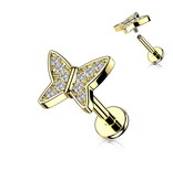 Ohr Piercing Schmetterling mit Kristallsteinchen – Chirurgenstahl