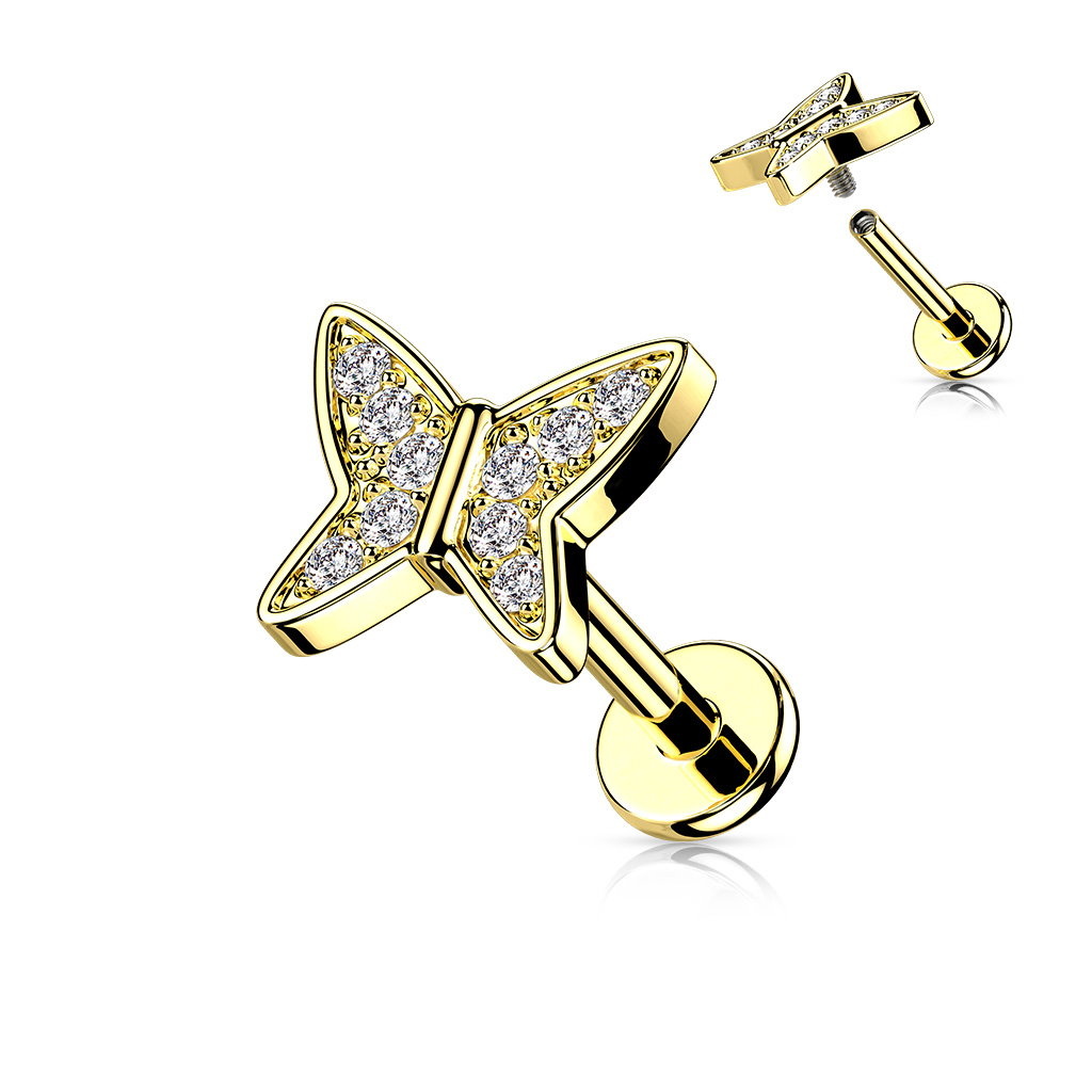 Ohr Piercing Schmetterling mit Kristallsteinchen – Chirurgenstahl