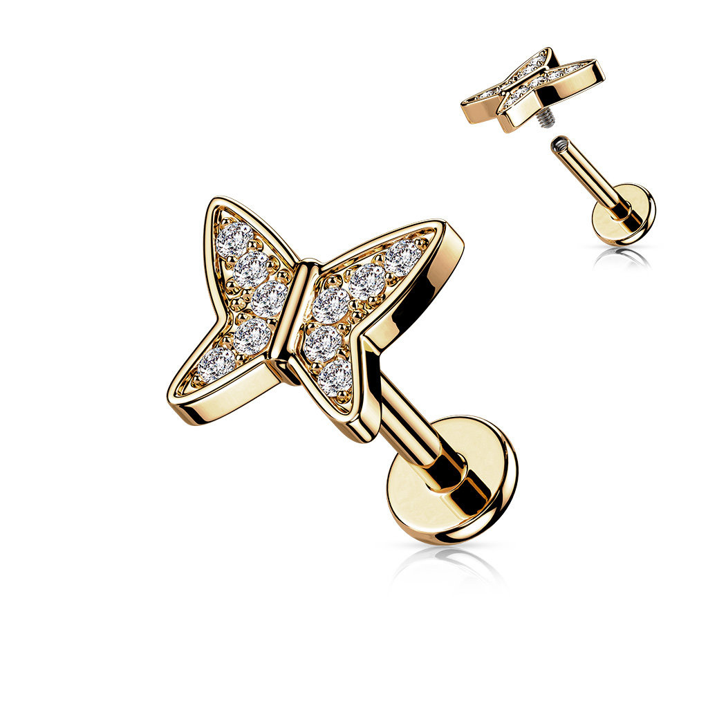 Ohr Piercing Schmetterling mit Kristallsteinchen – Chirurgenstahl