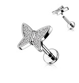Ohr Piercing Schmetterling mit Kristallsteinchen – Chirurgenstahl