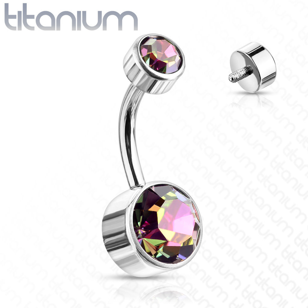 Titan Bauchnabelpiercing Buntkristall