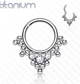 Titan Piercing Clickring mit 3 Zirkoniasteine