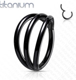 3-facher Piercingring schwarz aus Titan