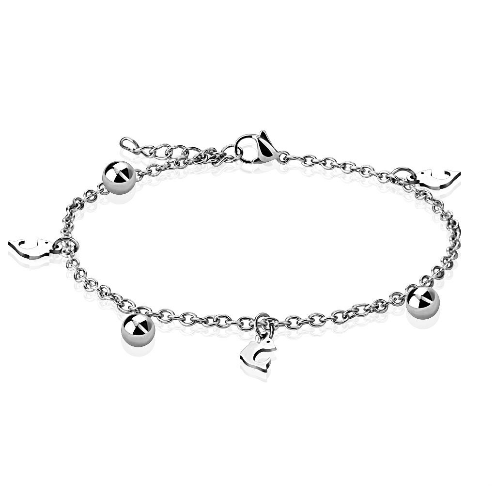 Damen Fußkettchen Delfin