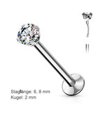 Labret Push-In aus Chirurgenstahl miz 2mm Kristall