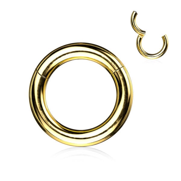 Goldfärbiger Segment Ring mit Klappverschluss