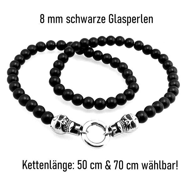 Edelstahl Halskette Totenkopf - Bikerschmuck