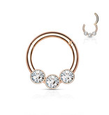 Clicker Ring Rose mit 3 kristall Steinchen