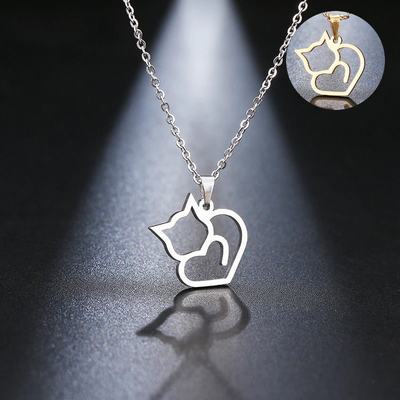 Edelstahlkette mit Katzenanhänger