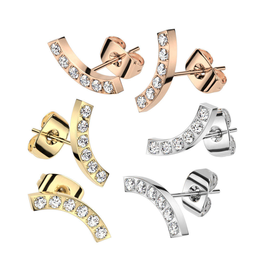 Moderne Damen Ohrstecker mit Zirkonia – Edelstahl