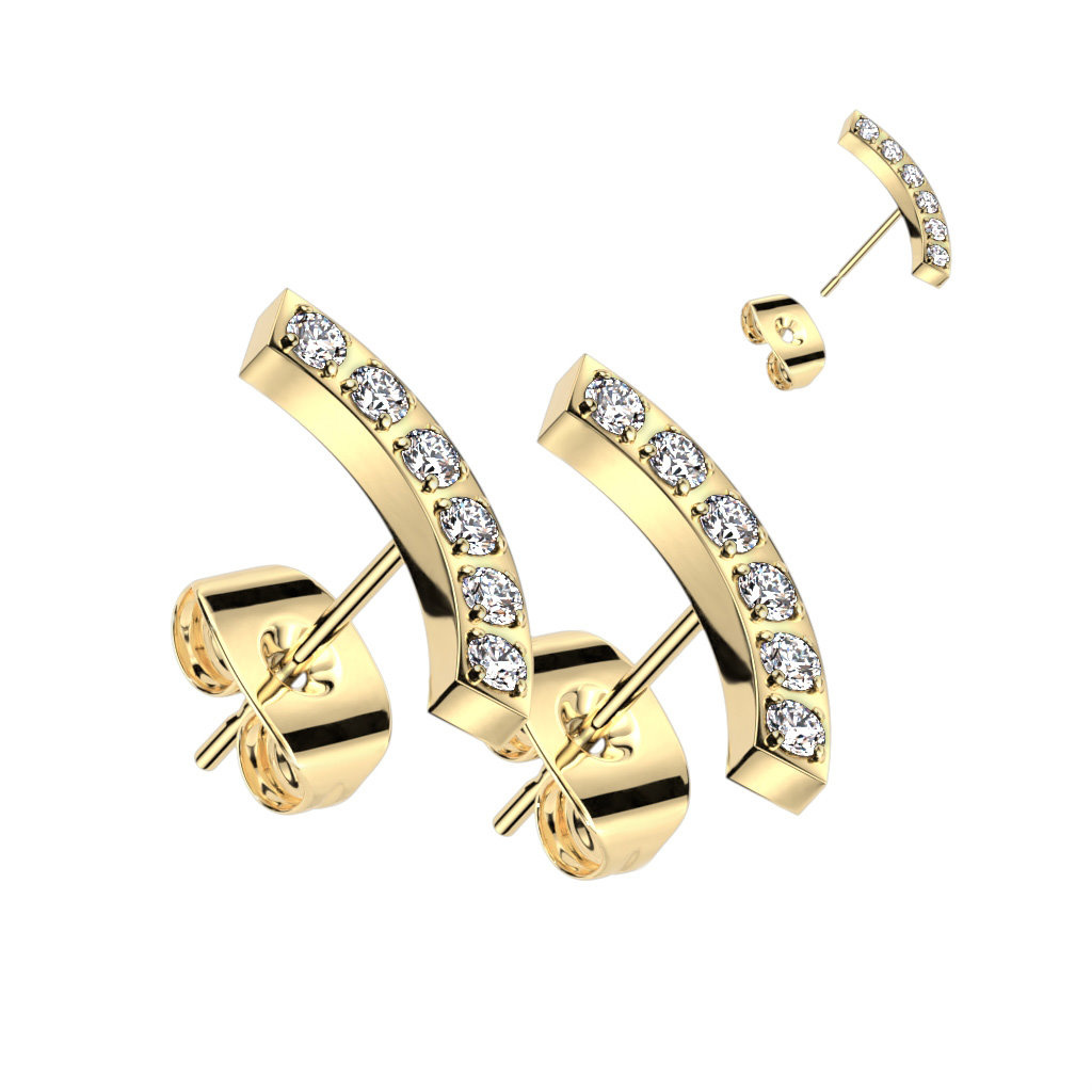Moderne Damen Ohrstecker mit Zirkonia – Edelstahl