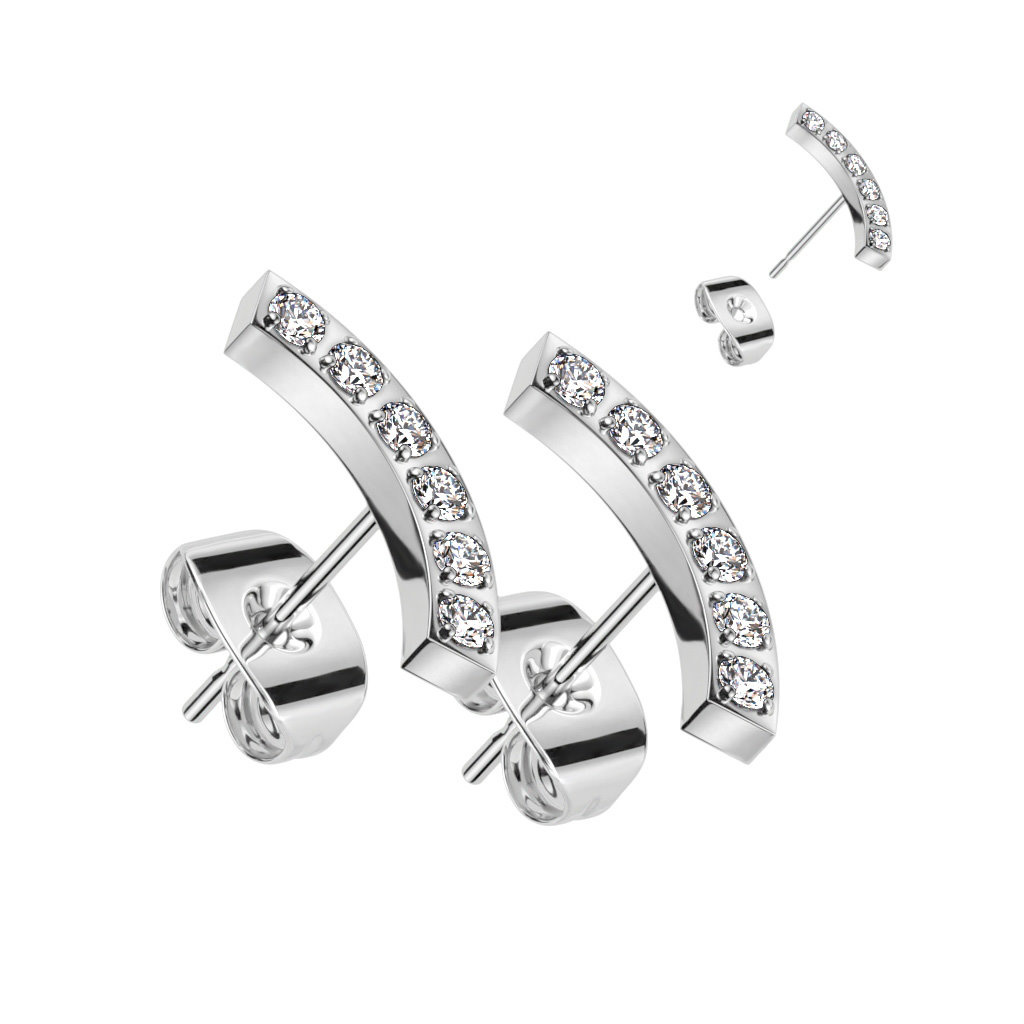 Moderne Damen Ohrstecker mit Zirkonia – Edelstahl
