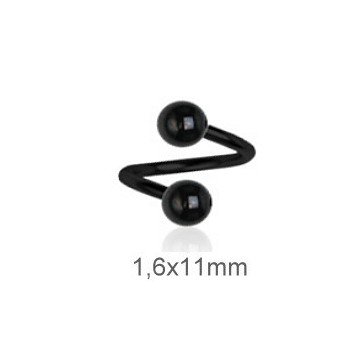 1,6mm schwarze Piercing Spirale