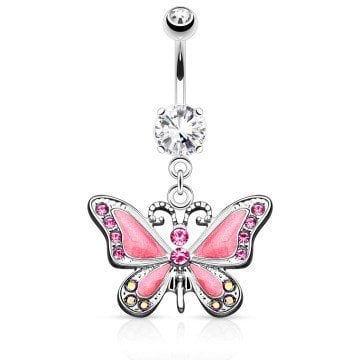 Bauchpiercing pink - Schmetterling