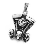 Edelstahl Anhänger Motorblock Bikerschmuck