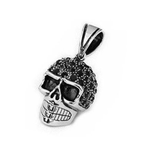 Schwarzer Totenkopf Anhänger mit Edelstahlkette