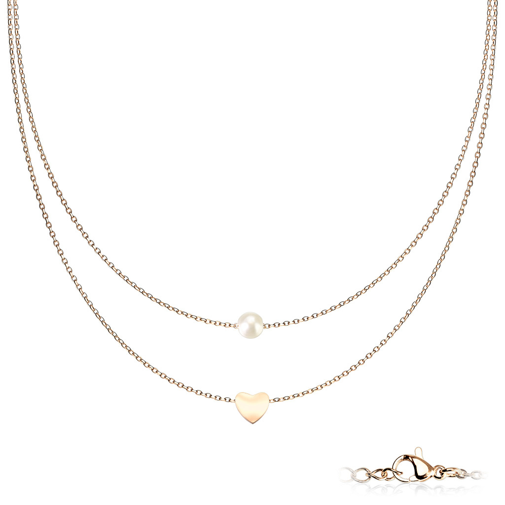 Edelstahlkette Herz mit Perle