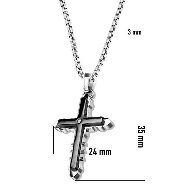 Herren Anhänger Kreuz - Schwarz-Silber