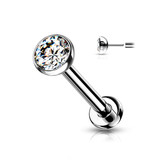 Titan Piercingstecker mit 3 mm Kristall-Zirkonia