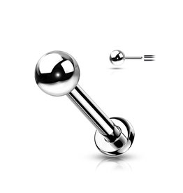 Titan Piercingstecker mit 3 mm Kugel – Push-In Verschluss | Titan ASTM F136 | 1,2 mm | 6 mm, 8 mm oder 10 mm