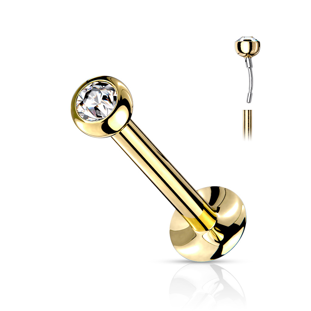 Labret Stecker mit 2 mm Kristallstein