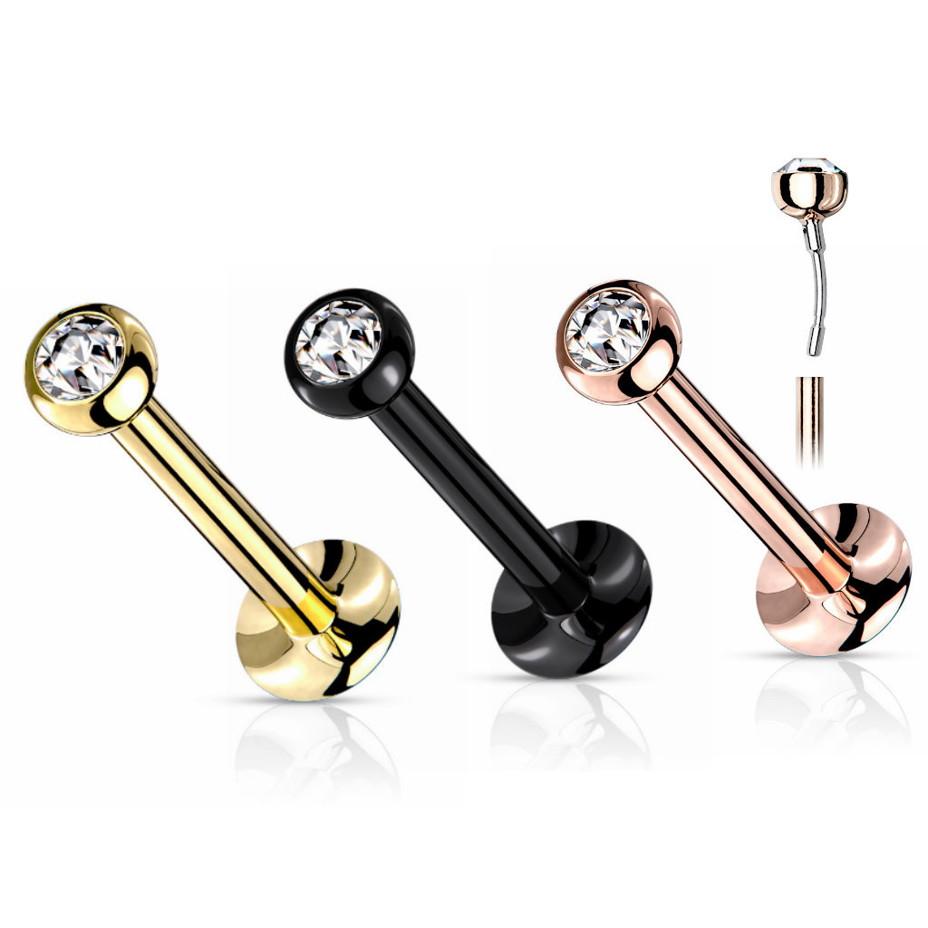 Labret Stecker mit 2 mm Kristallstein