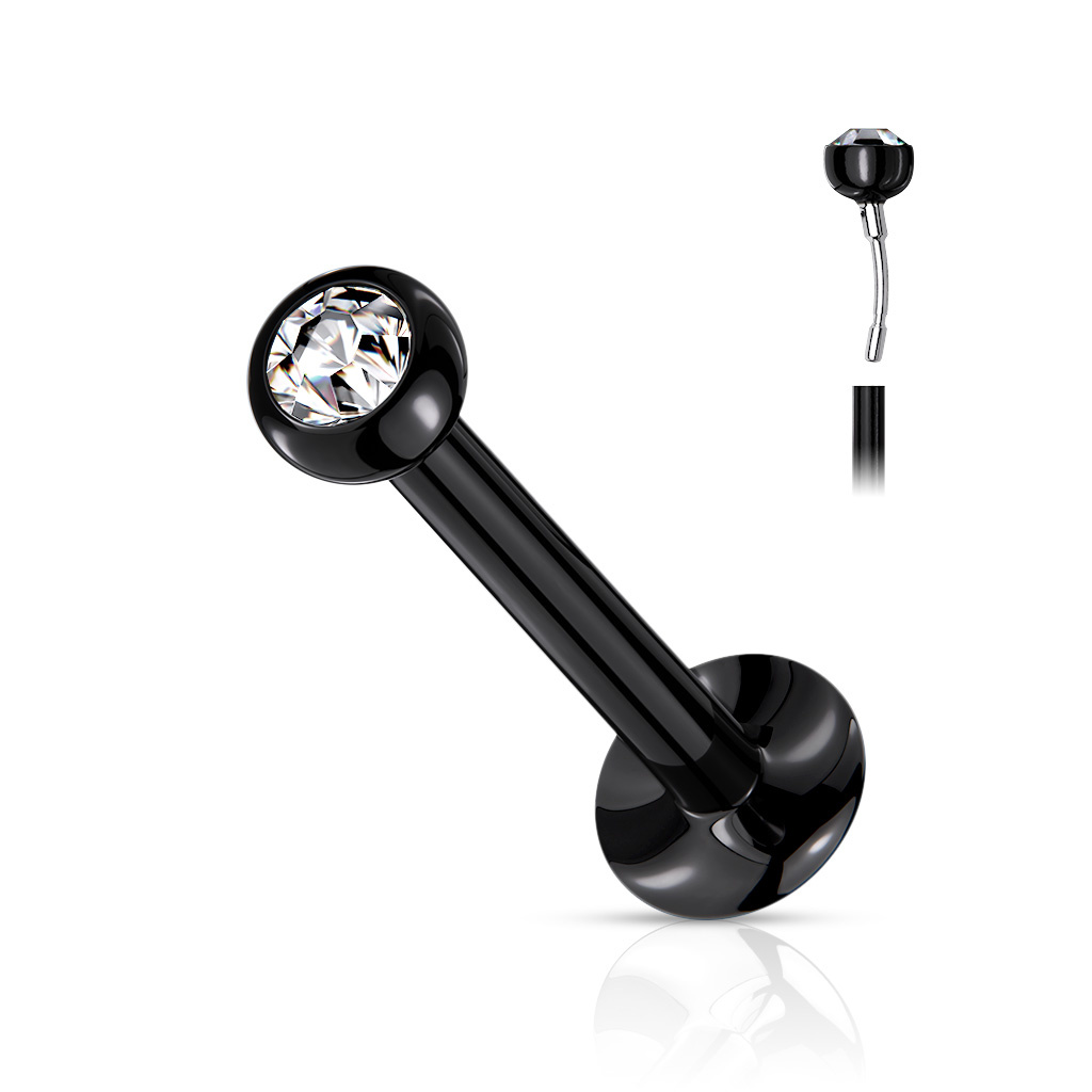 Labret Stecker mit 2 mm Kristallstein