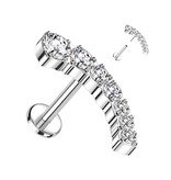 Titan Labret mit 7 Zirkonia-Kristallsteinen - Push-In