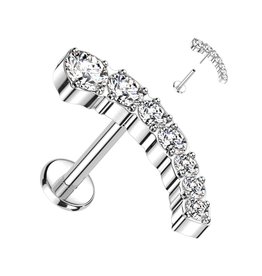 Titan Labret mit 7 Zirkonia-Kristallsteinen – Titan ASTM F136 | 1,2 x 6 mm | Silber