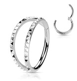 2-fach Clicker Ring mit Pyramidenschliff – Chirurgenstahl 316l