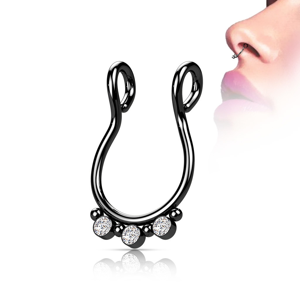 Schwarzes Septum Piercing  Fake