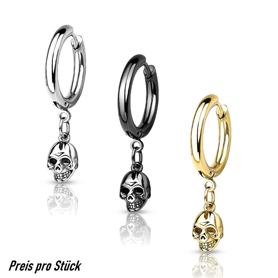 Edelstahlcreolen Totenkopf