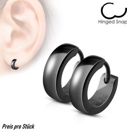Herren Creolen Schwarz – Edelstahl 316L / PVD | 4 mm breit | Klappverschluss