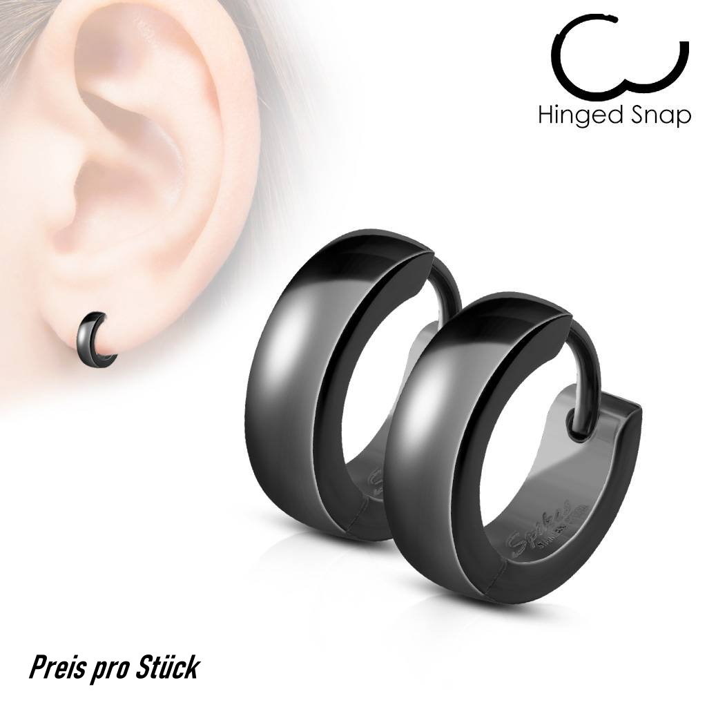 Creolen Schwarz 4 mm breit