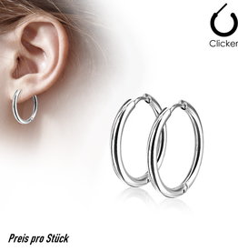 Creolen Ohrringe aus Edelstahl – Unisex | 12, 14 oder 16 mm | Klappverschluss