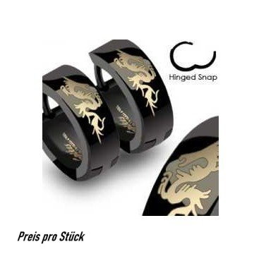 Schwarzer Ohrring Drache