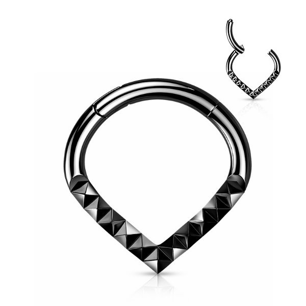 Schwarzes Septum Piercing V-Form