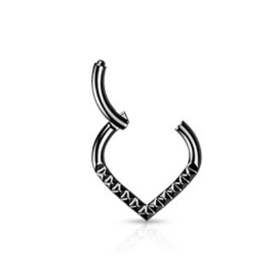 Schwarzes Septum Piercing V-Form